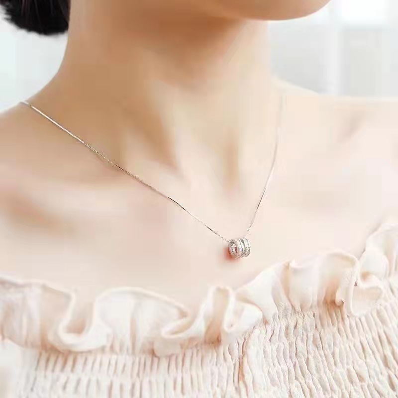 智贝详情图_2镀银饰女项链韩版镶钻锆石H型项链小众轻奢风网红