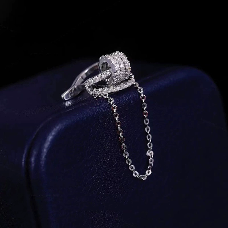 Серьги на ухо (Moon Jewelry) бирюза Циркония кисточка, микро-паве медь, без прокола светлая-роскошь