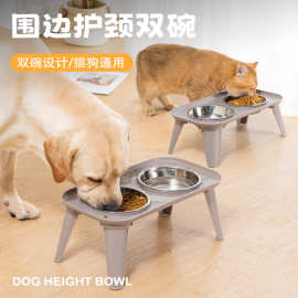 新品宠物碗可拆卸不锈钢狗碗大小狗狗护颈食盆礼盒装猫碗狗粮双碗