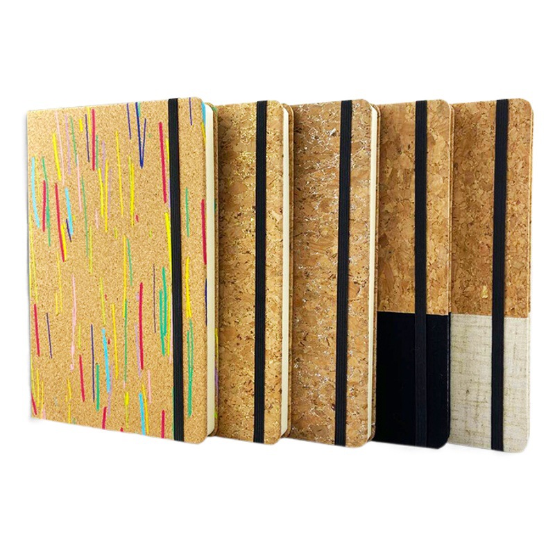 En stock transfronterizo Corcho cuaderno impresión en color Banda multicolor correa elástica beige Daolin papel Corcho costura cuaderno