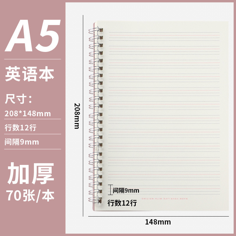 Envío gratuito bolsillo mini bobina de metal cuaderno A5 cuaderno de alta apariencia al por mayor B5 cuaderno diario inglés