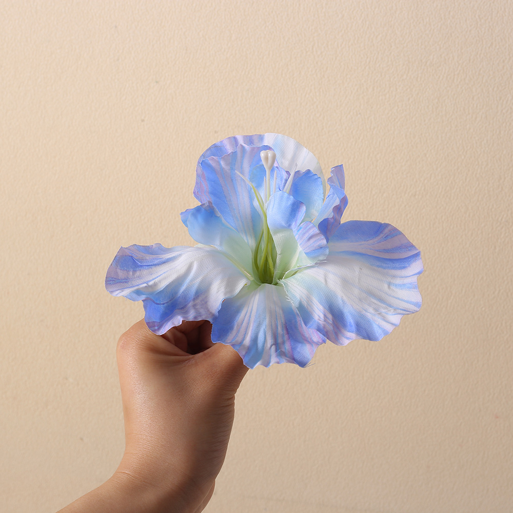 Simulación Alice Iris cabeza de flores multicolor tela de color gradiente flores de boda arreglos de flores DIY accesorios de decoración de ropa