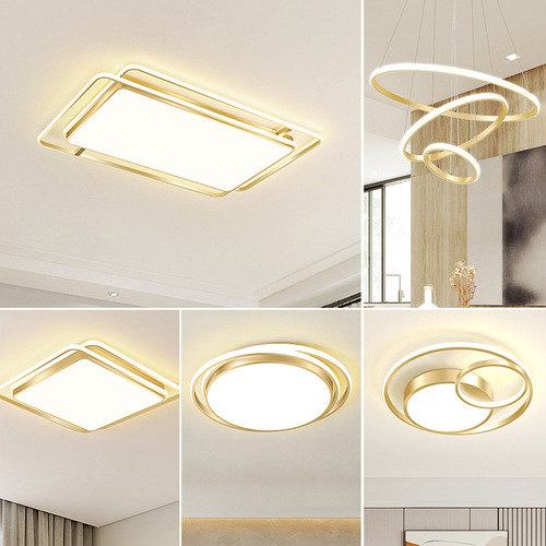 Golden Modern Minimalist LED Bedroom Lamps Nordic Creative Restaurant Lights Elegant and Luxurious Living Room Ceiling Lights Set