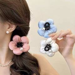 スポンジヘアアクセサリー新しいスタイルファットフラワーバドパール立体フラワー小さなグリッパーハーフタイシャーククリップヘアピン