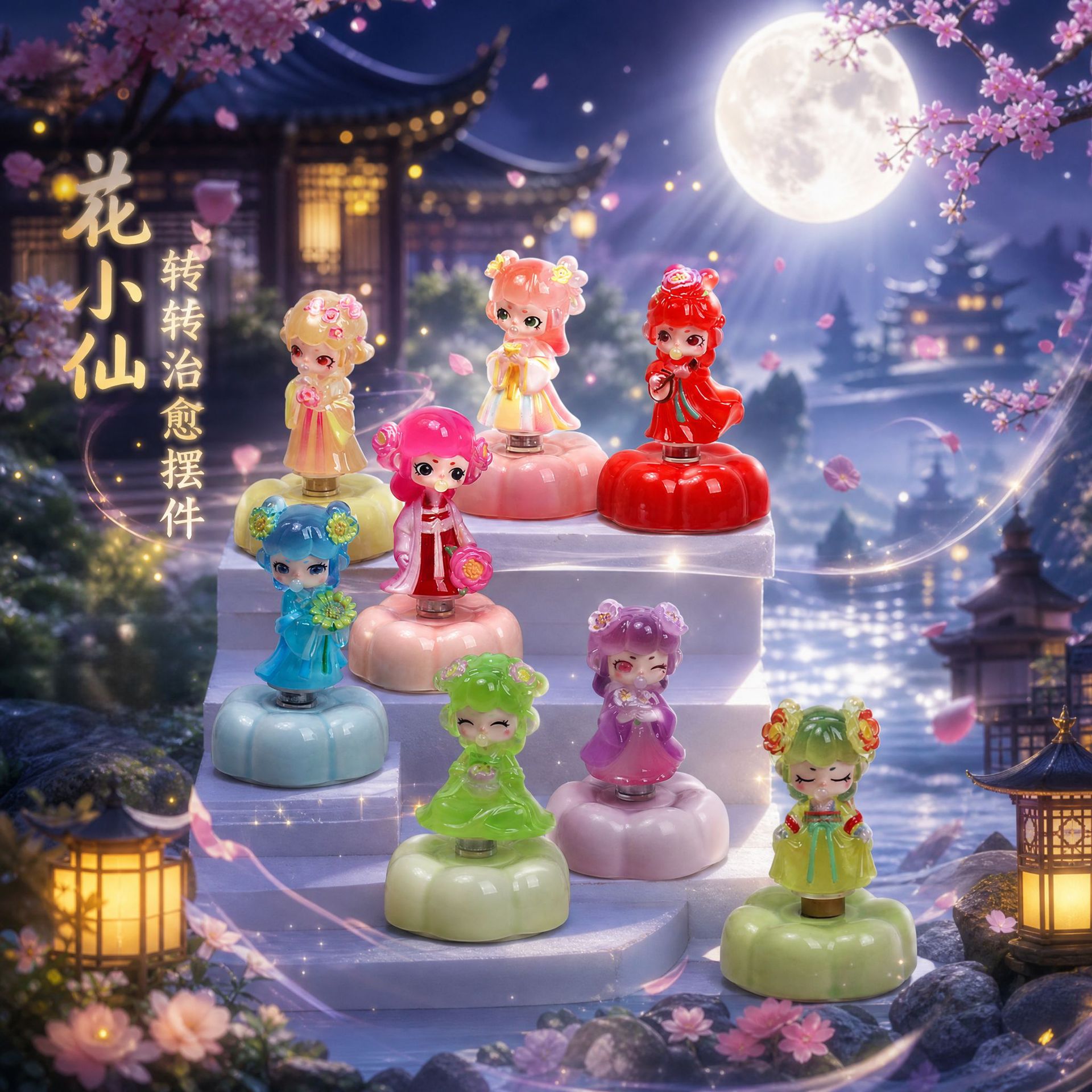 Luminous Flower Fairy Rotating Ornament for Car and Desktop, Rotatable Decorative Piece, Gift for Selling at Stalls, Wholesale Gifts