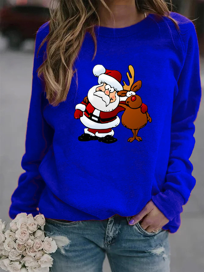 Hoodie Tops Type Festival Occasion Hoodies & Sweatshirts Long Sleeve Printing Christmas Santa Claus Reindeer