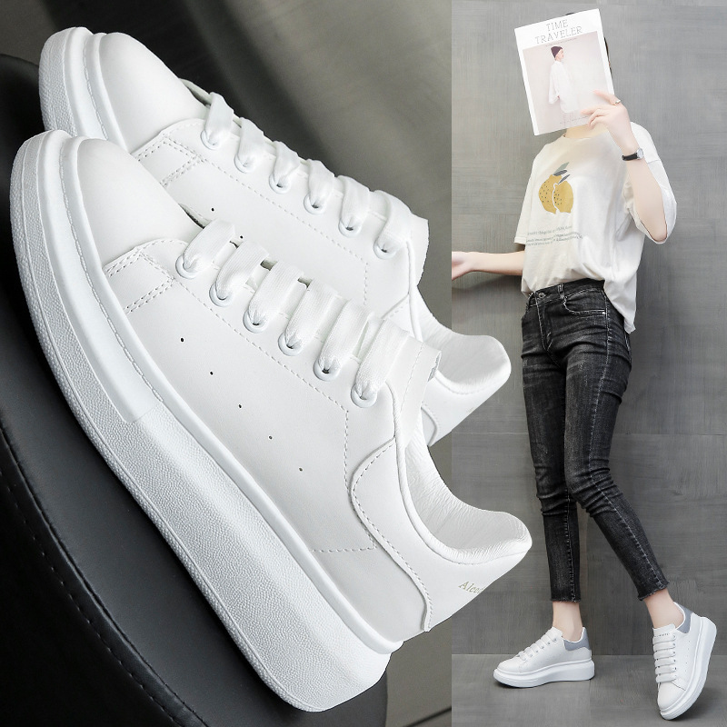 New White Shoes for Women, Anti-Skid Shoes, Spring and Summer Shoes, Thick-Soled Casual Student Korean Style Versatile Popular Couple Shoes, Casual Shoes