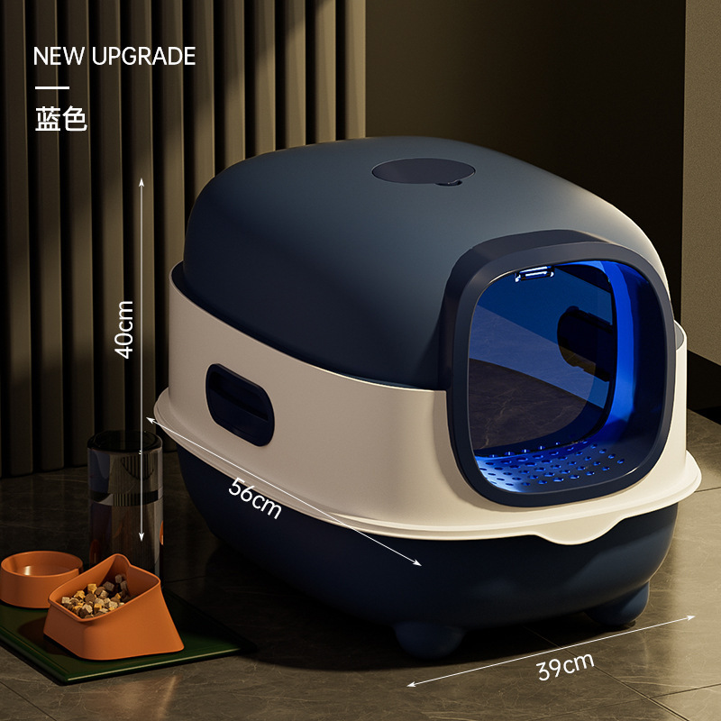 特大猫トイレ、完全密閉型、飛沫防止、厚みのある猫トイレ、大型プラスチックペット用品、ドロップシッピング|undefined