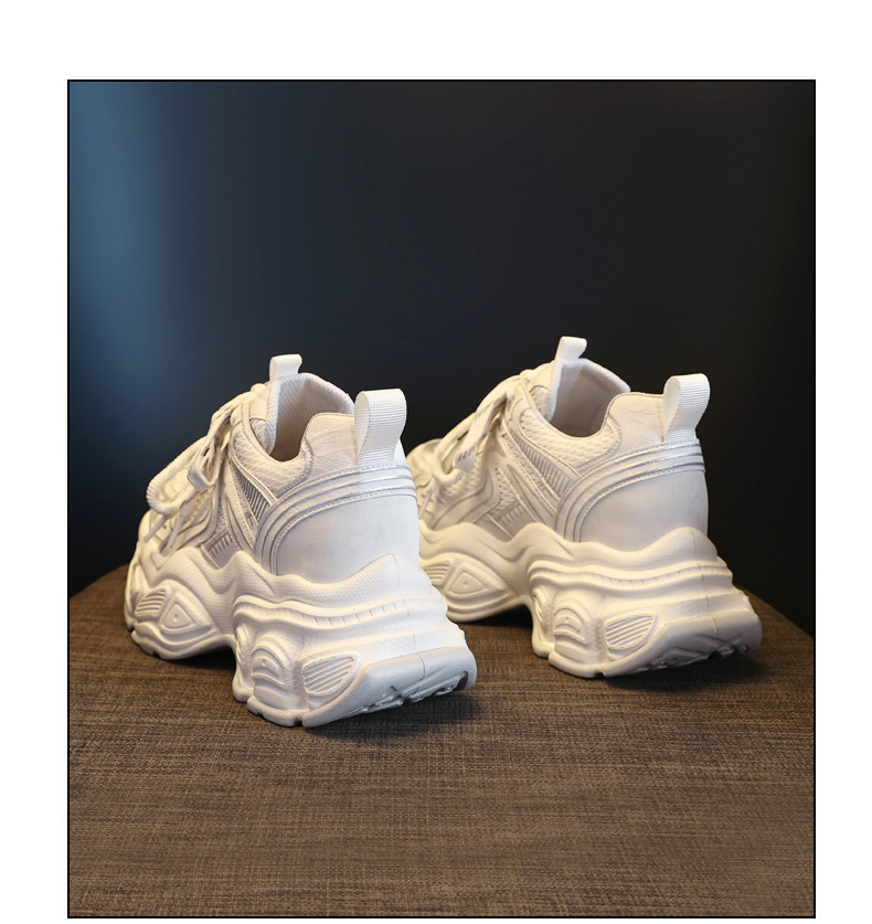 Giày sneaker nữ đế dày tăng chiều cao 9,5 cm lưới thoáng khí phong cách daddy — màu tím chi tiết 20