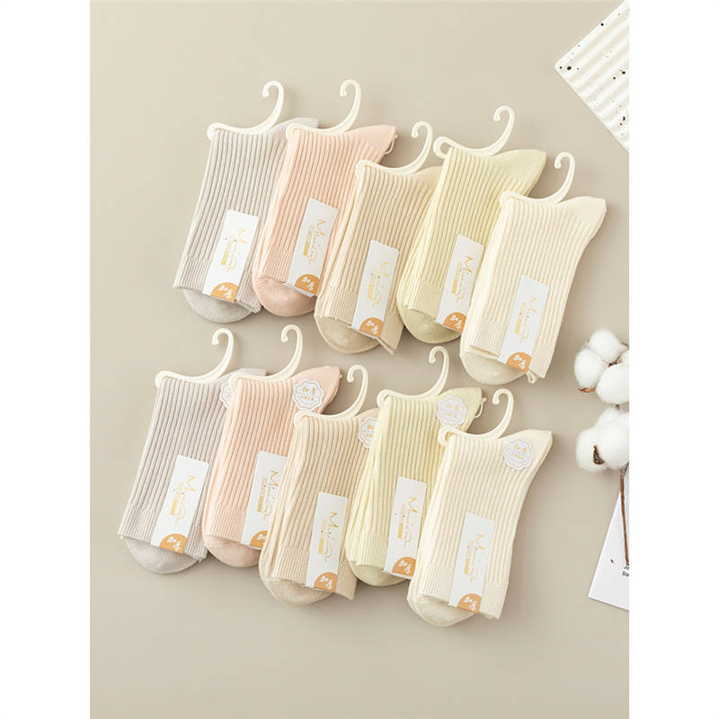 襪子女棉質中筒襪春秋款吸汗防臭雙針襪秋冬季棉襪女士月子