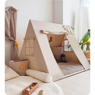 Korean Kidsren's Tent Indoor Triangle Game House for Boys and Girls Home Indian Solid Wood Toy House Castle Thickeneded