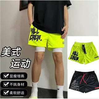 Sports Summer Running Shorts Marathon Track and Field Quick-Drying Lining Two-Piece Fitness Training Anti-Exposure Double-Layer Short Style
