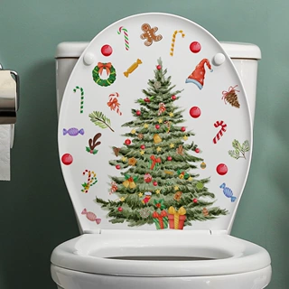 一米墙贴圣诞树糖果圣诞墙贴纸马桶贴卫生间家居装饰墙贴自粘批发