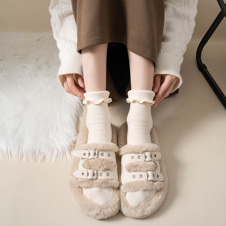 Frau Japanischer Stil Einfarbig Baumwolle Crew Socken Ein Paar display picture 1