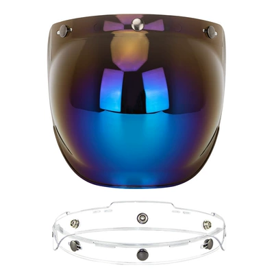 Dəbilqə (Kaska) aksesuarları: Half Helmet Bubble Mirror - blue-color-transparent-bracket