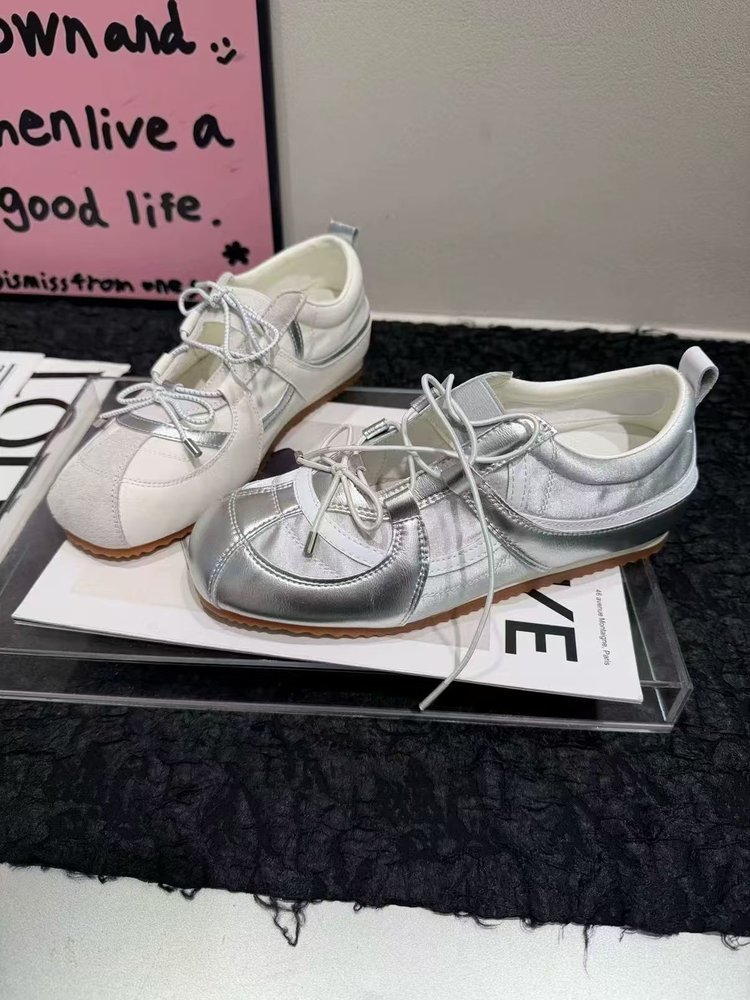 5cm Height Increasing Sweet Girl German Training Women Genuine Leather Korean Style Sports Ballet Mary Jane Silver_vogvips.com