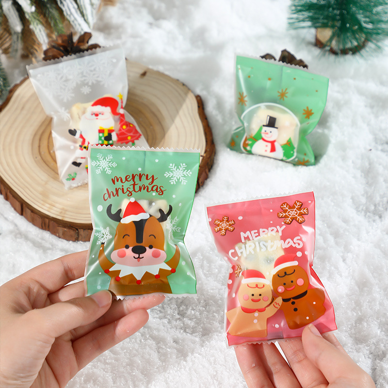 クリスマス雪花ショートニング包装袋リボン引き紐ポケットキャンディー袋クッキー袋牛圧延砂糖包装袋機シール袋|undefined