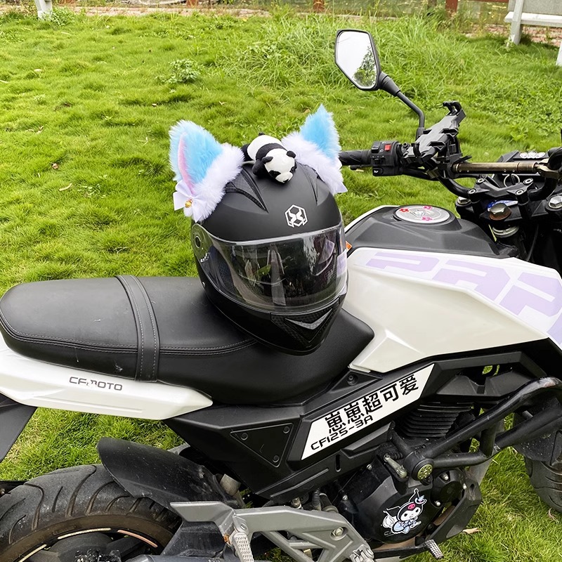 Motorcycle Helmet Decoration Thick Plush Cat Ear Accessories Detachable
