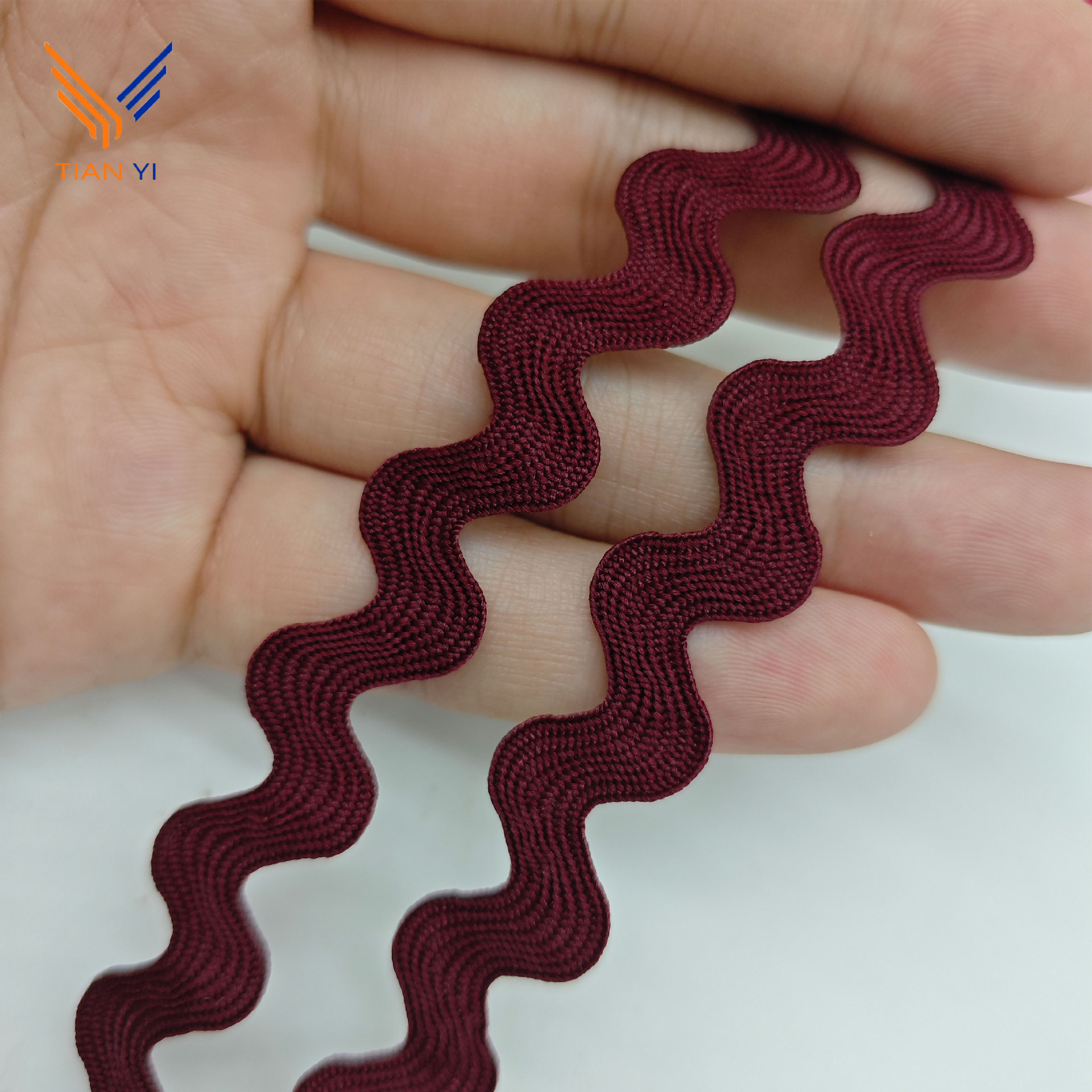 9MM tejido con borde curvo correas onduladas cortina almohada decoración de mochila Lolita Hanfu encaje en forma de S accesorios