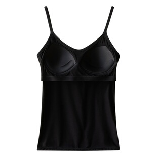 Women's One-piece camisole with chest pad chubby girl plus size wear-free underwear beauty back sleeveless bottoming top spring and summer