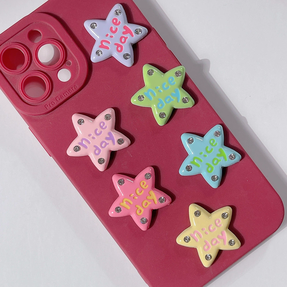 Акриловый лист из смолы с пятизвездочным геометрическим узором, чехол для телефона, заколка для волос, наклейка для дырки в холодильнике, аксессуары для обуви, оптовая продажа украшений.