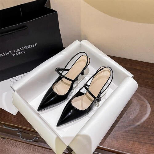 Women's High Heels Direct Sale New Slim Heel One Strap Sexy Pointed Toe Cover Shoes Versatile Sandals Backless Women's Shoes