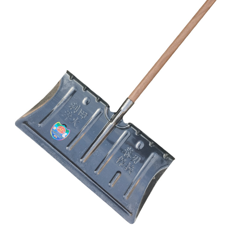 推雪铲锰钢淬火一体推雪板木柄除雪铲全钢淬火不卷刃除雪工具清雪