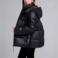 Пуховик тёплый, стёганый с капюшоном, чёрный, размеры M–3XL