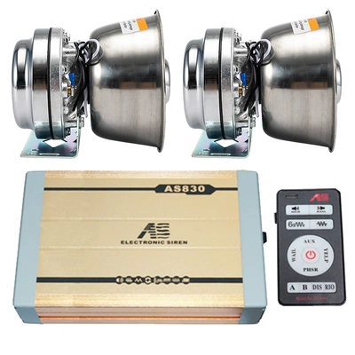Car horn/tweeter loudspeaker car siren high-pitched - as830f-main-unit-stainless-steel-speaker-set-12v
