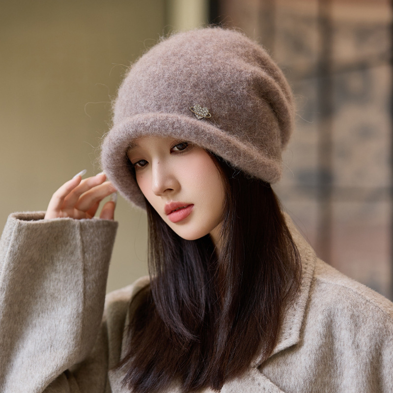 冬季帽子女款卷边时尚百搭显脸小针织帽爱心标户外保暖堆堆帽批发|undefined