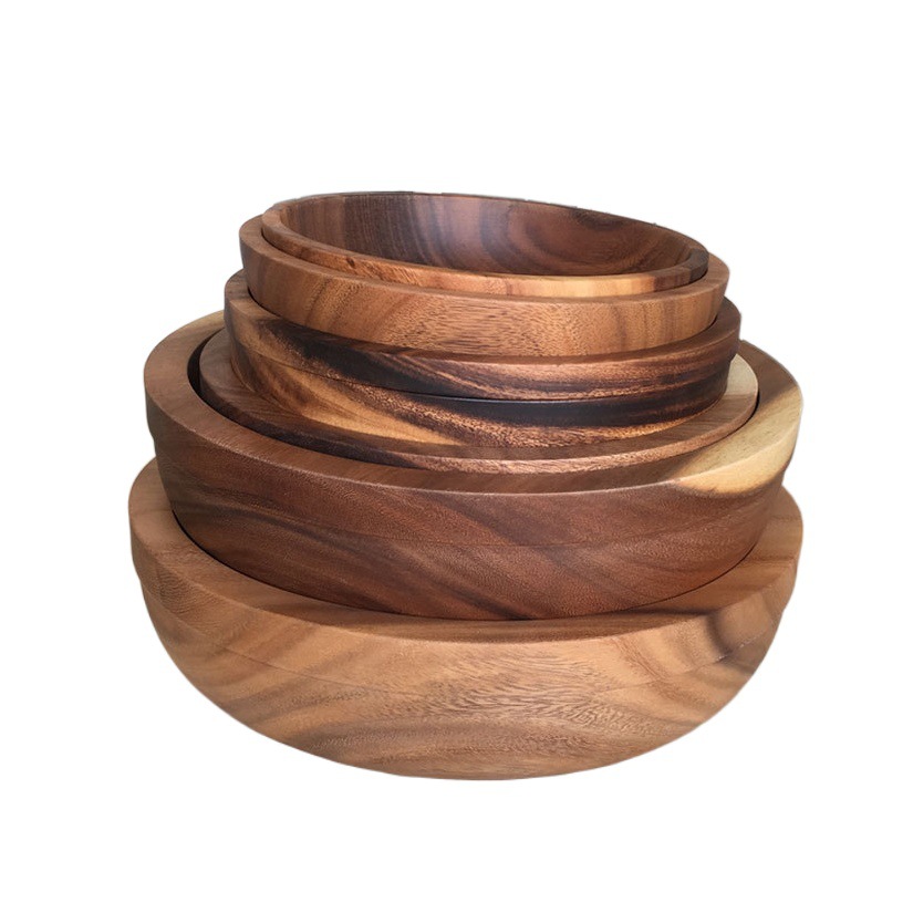 Madera entera directa de la fábrica cavando el lavabo de madera extra grande redondo cuenco de madera creativo madera del Acacia que mezcla el lavabo madera sólida en existencia