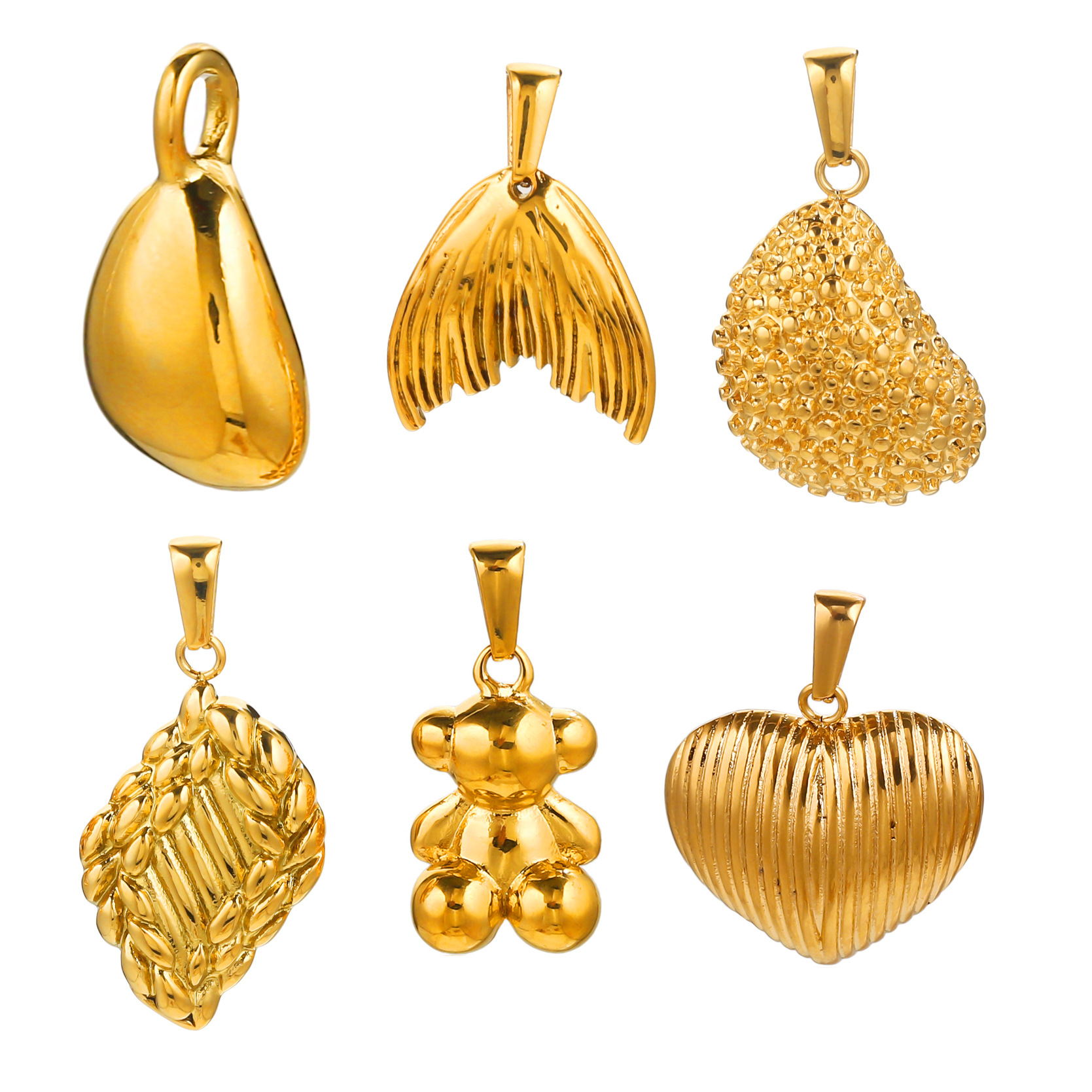 Colgante de acero inoxidable estilo múltiple oso amor gotas de agua Durian cola diamante accesorios joyería DIY