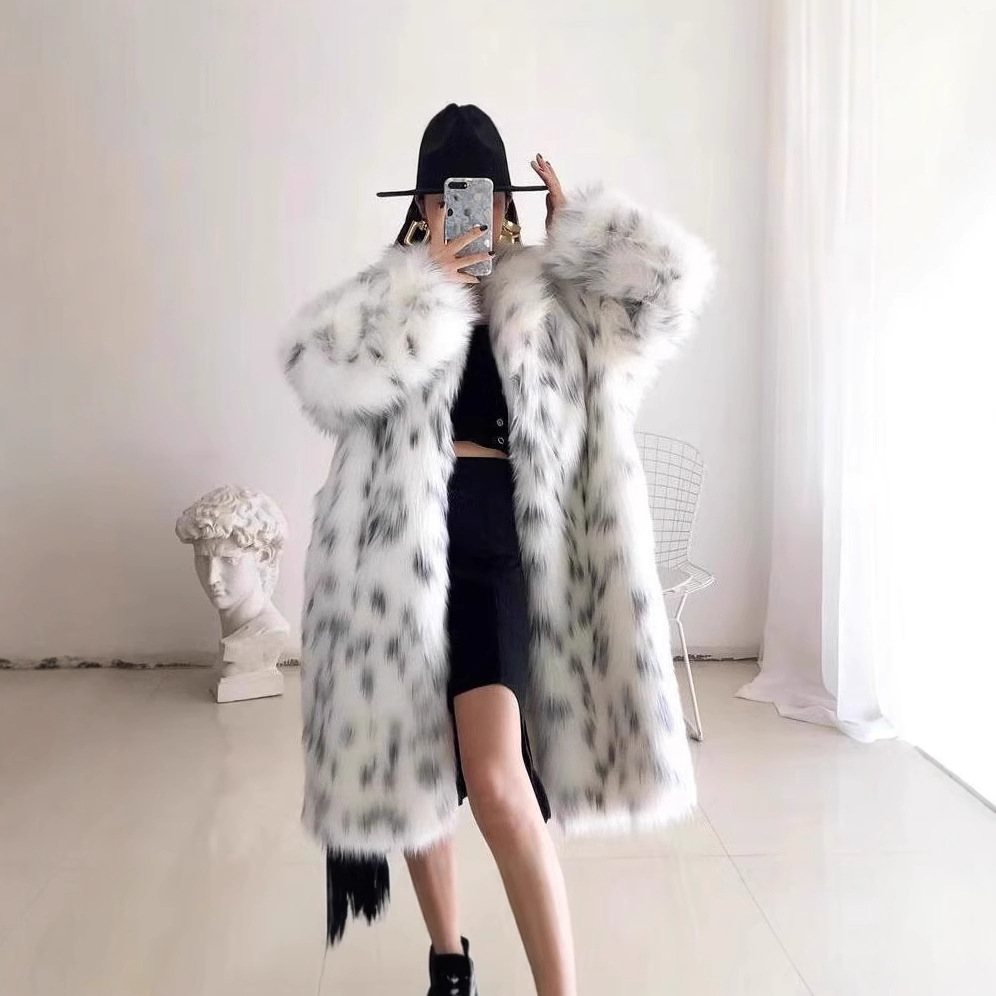 2025欧美皮草仿皮草外套大码女装长款无腰长袖狐狸毛皮草女外套