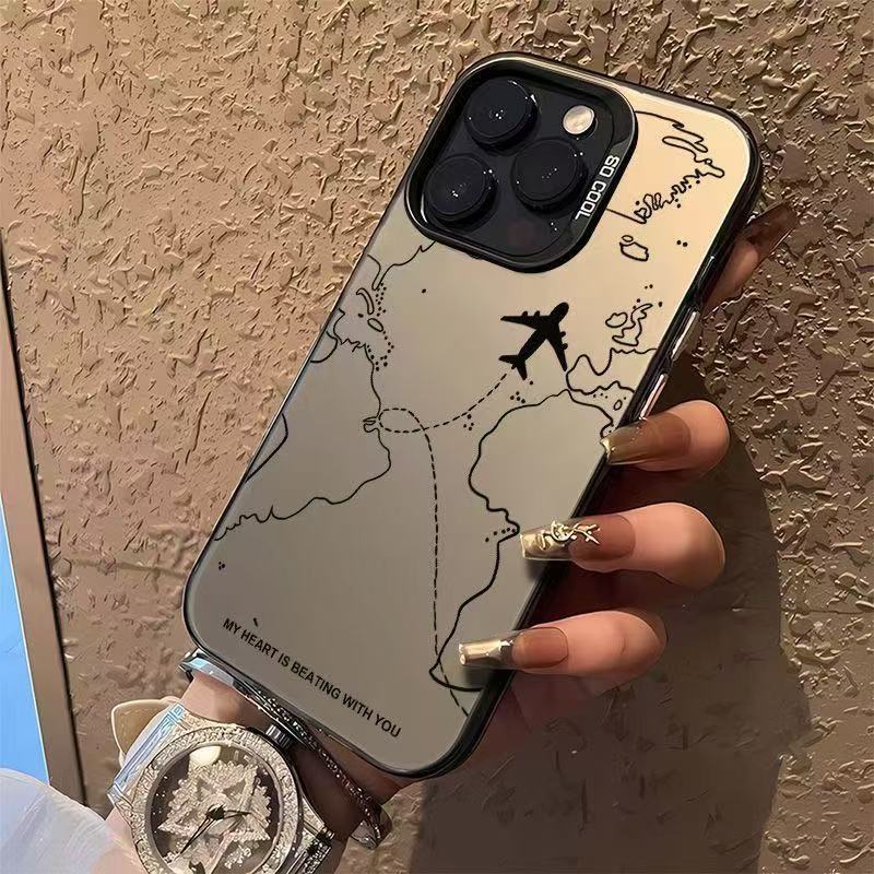 Nuevo diseño de funda para teléfono con mapa de avión, compatible con iPhone 17, Apple 16 Pro Max/15 a prueba de golpes, 14 Pro, 13, estilo europeo y americano.
