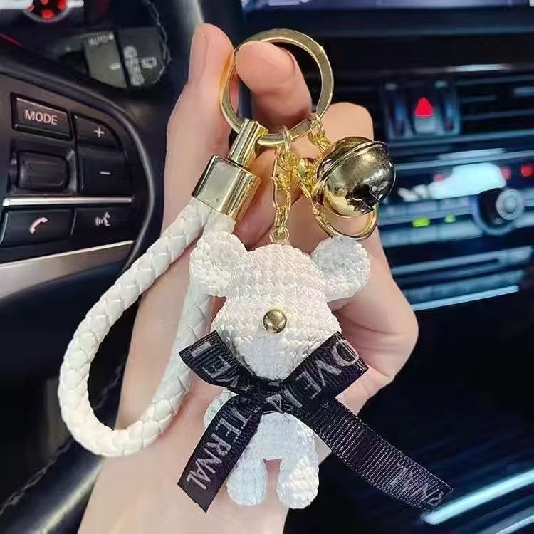 可爱毛线熊网红手绳钥匙扣挂件创意个性男女包包挂饰汽车链匙圈环|undefined