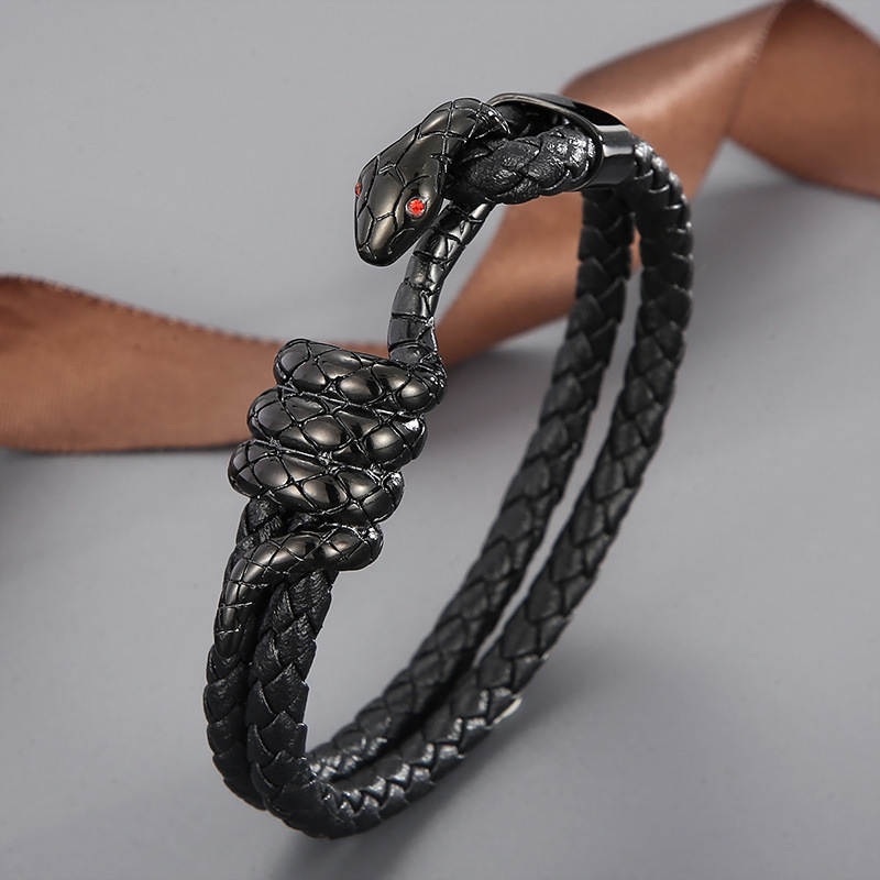 1 Piece Ethnic Style Snake Cowhide Titanium Steel Plating Menu0027S Bracelets