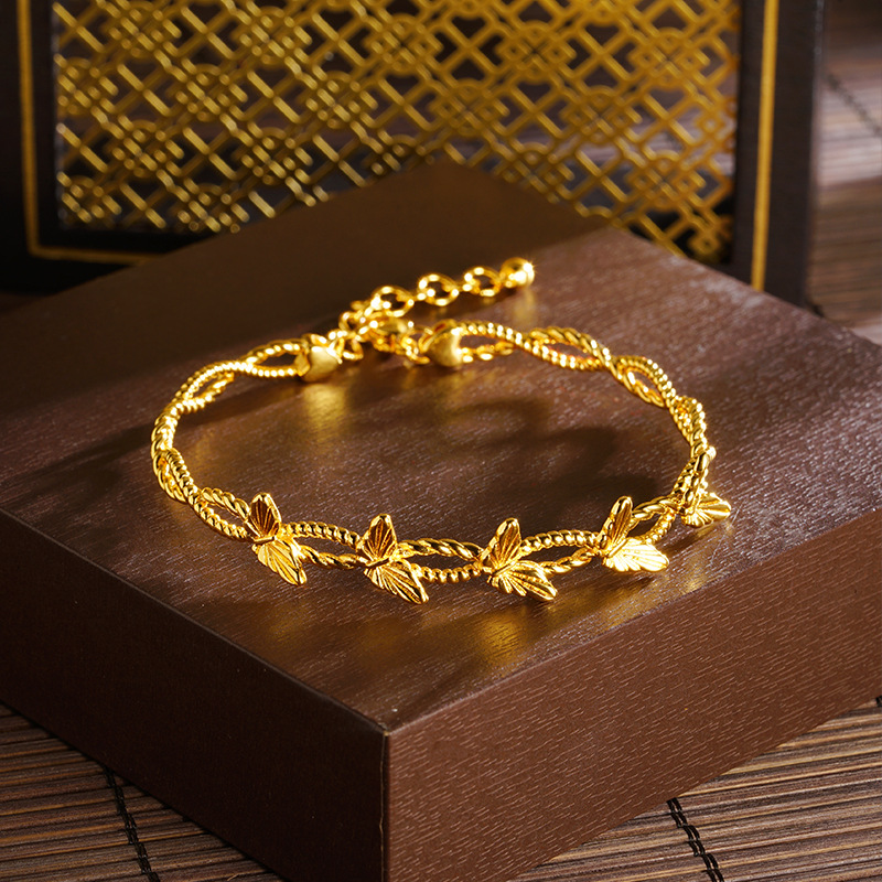 Vietnam Shajin, luz, lujo, flash, láser, flor, sombra, pulsera de mariposa, joyería ajustable que no se desvanece durante mucho tiempo