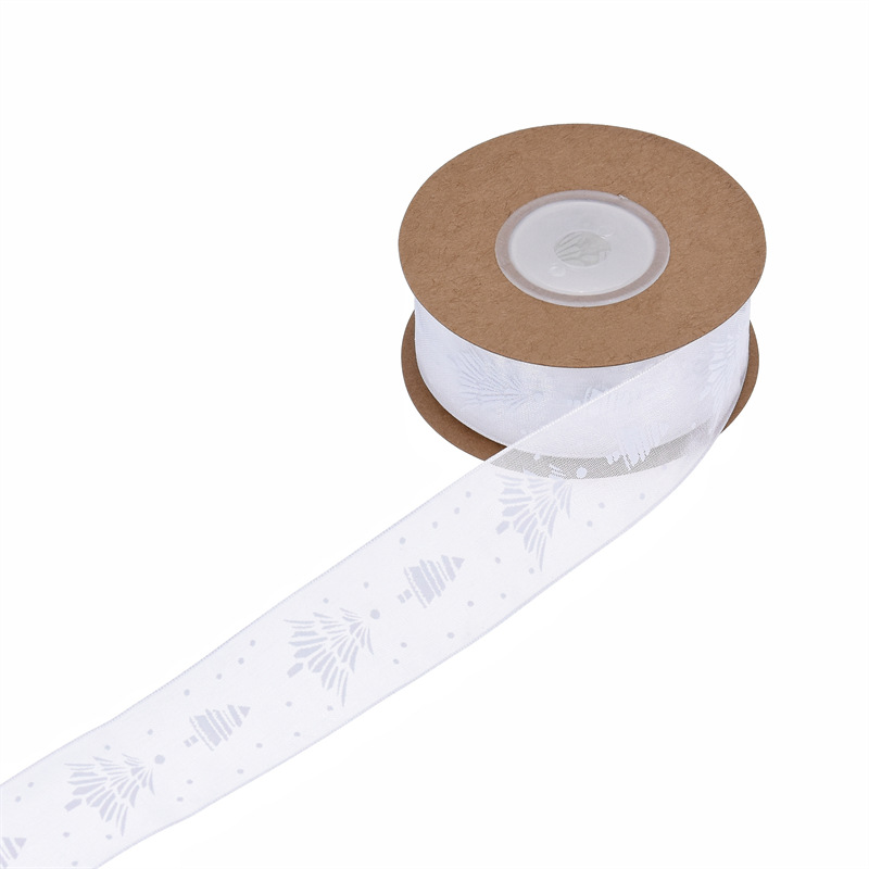 Navidad transfronteriza ribbon decoración de pastel impresa ribbon de árbol de Navidad gaza caja de regalo material ramo