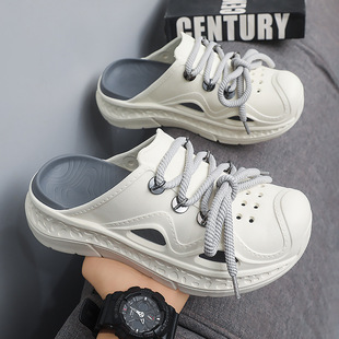 2025 New Thick-Soled Slippers for Men in Summer, Non-Slip, Home and Outdoor Wear, Beach Heightening Popular Sandals with Shoelaces