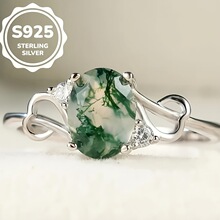 U 55558 Agate inlaid oval ring ��觵�����Ƕ��ָ�羳��ó