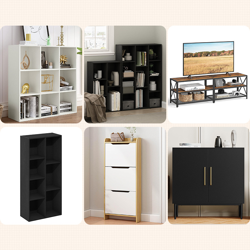 Comercio exterior personalizado muebles domésticos de oficina escritorio de computadora梳妆台 estante de libros tablero de cabecera gabinete de zapatos estante de zapatos mesa de té gabinete de televisión