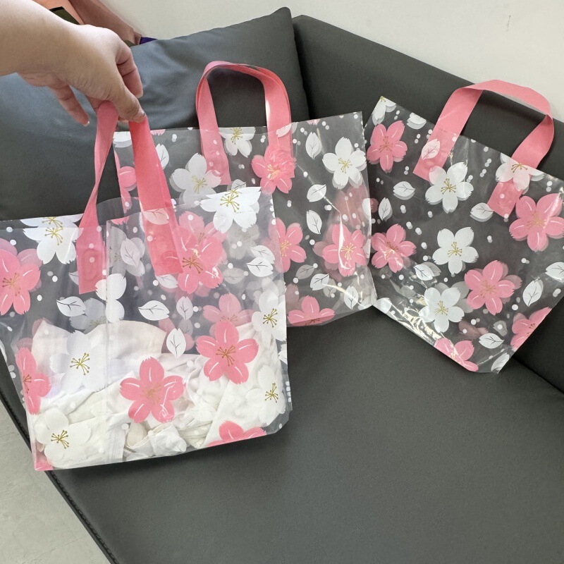 Beautiful Flower Plastic Women's Clothing Clothing Store Packaging Shopping Gifts with Transparent Thickening