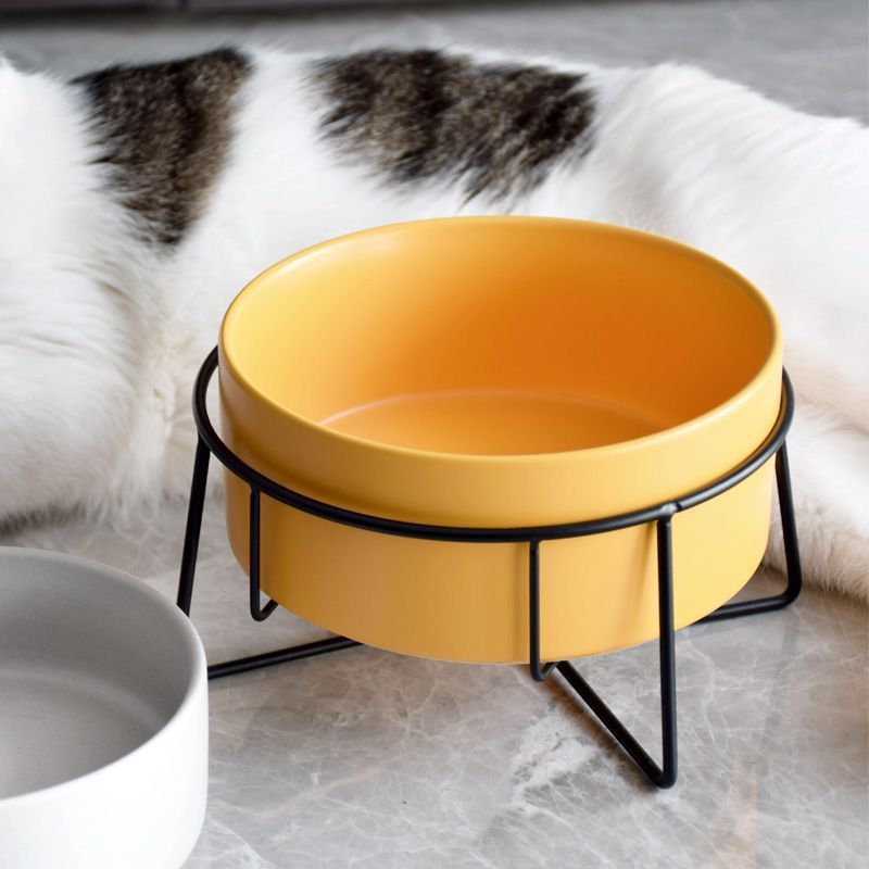 猫碗猫咪陶瓷碗狗狗水碗双碗碗架保护颈椎宠物猫粮碗猫食盆防打翻|undefined