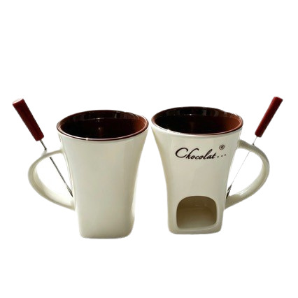 Contenedor de chocolate queso derretido dulces mantequilla hot pot mug con tenedor cerámica taza de hot pot calentada de Navidad image 6