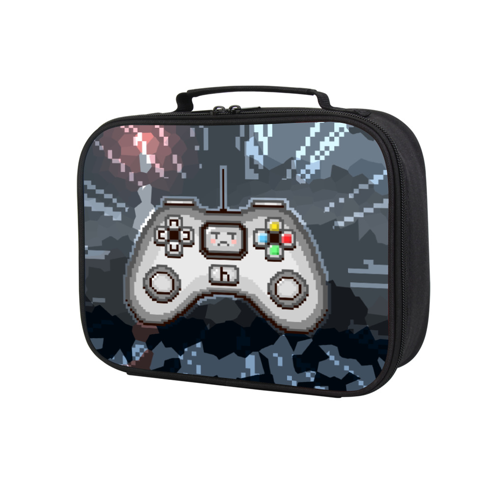 Paquete de almuerzo de estudiantes portátil de dopamina colorido, paquete de almuerzo cuadrado de gran capacidad, paquete de almuerzo de píxeles estrella, mango de juego, paquete de aislamiento térmico