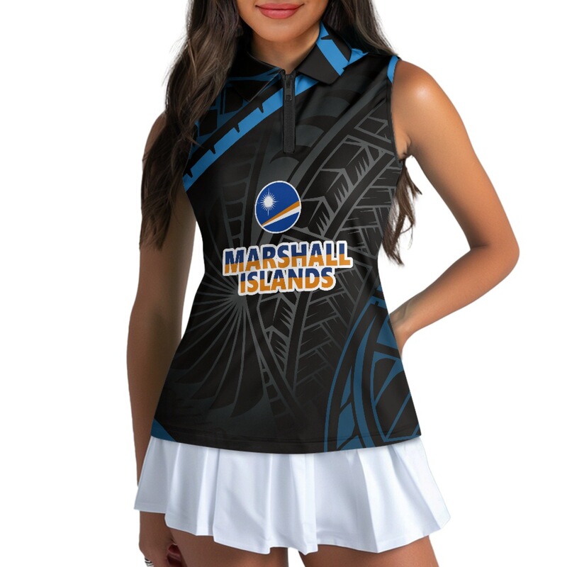 Amazon Women's Golf Sleeveless Shirt Polynesian Pattern Printed Outdoor Sports Running POLO Shirt