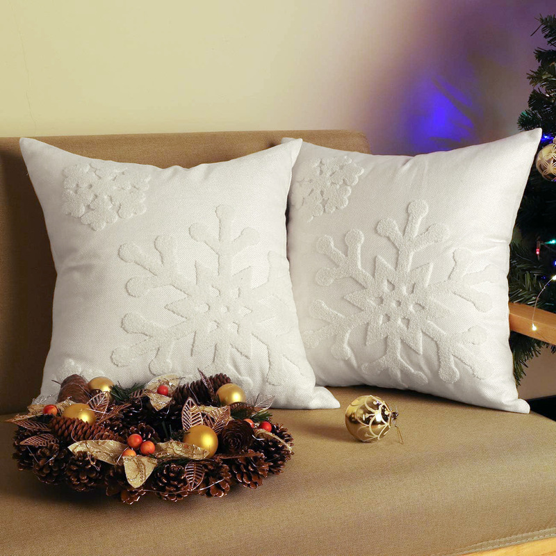 ヘラジカのクリスマスツリーブロンズ枕カバー、秋冬スノーフレーク刺繍クッションカバー45*45、クロスボーダーホットセール|undefined