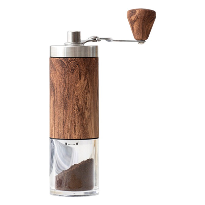 Hand-Cranked Portable Coffee Grinder Stainless Steel Manual Grinder Small Household Adjustable Wood Grain
