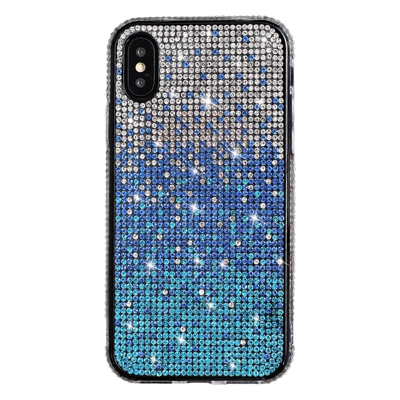 Funda para teléfono móvil iphone16 con color degradado de diamantes Apple 15pro funda protectora de diamantes de imitación creativa marca de moda