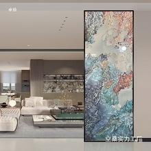 掐丝珐琅彩法式轻奢艺术玻璃客厅屏风隔断入户玄关别墅酒店背景墙